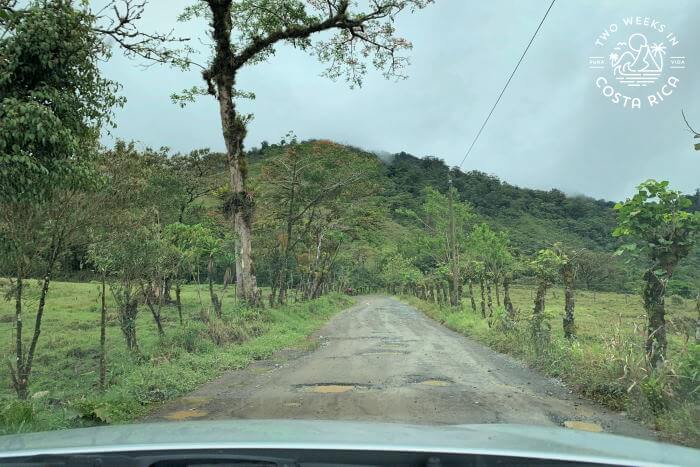 Dirt Road in Costa Rica with potholes
