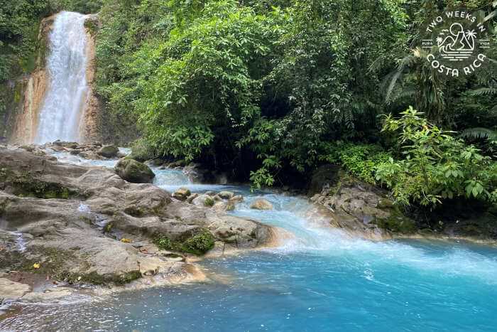 a waterfall in bajos del toro with bright blue water