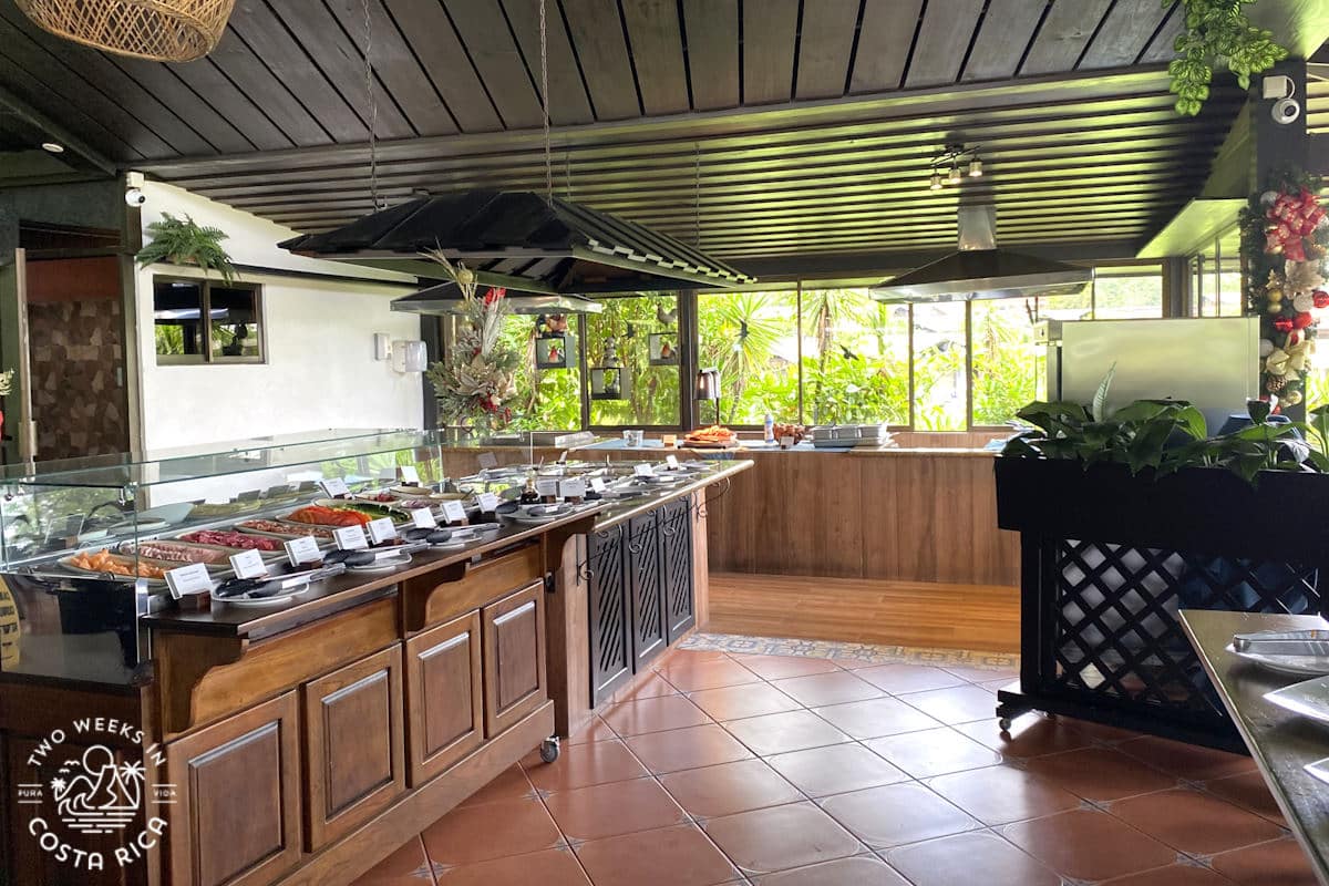 large room with food stations