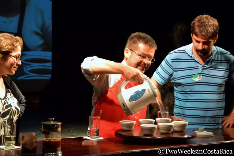 Brewing coffee at the Cafe Britt tour in Costa Rica 