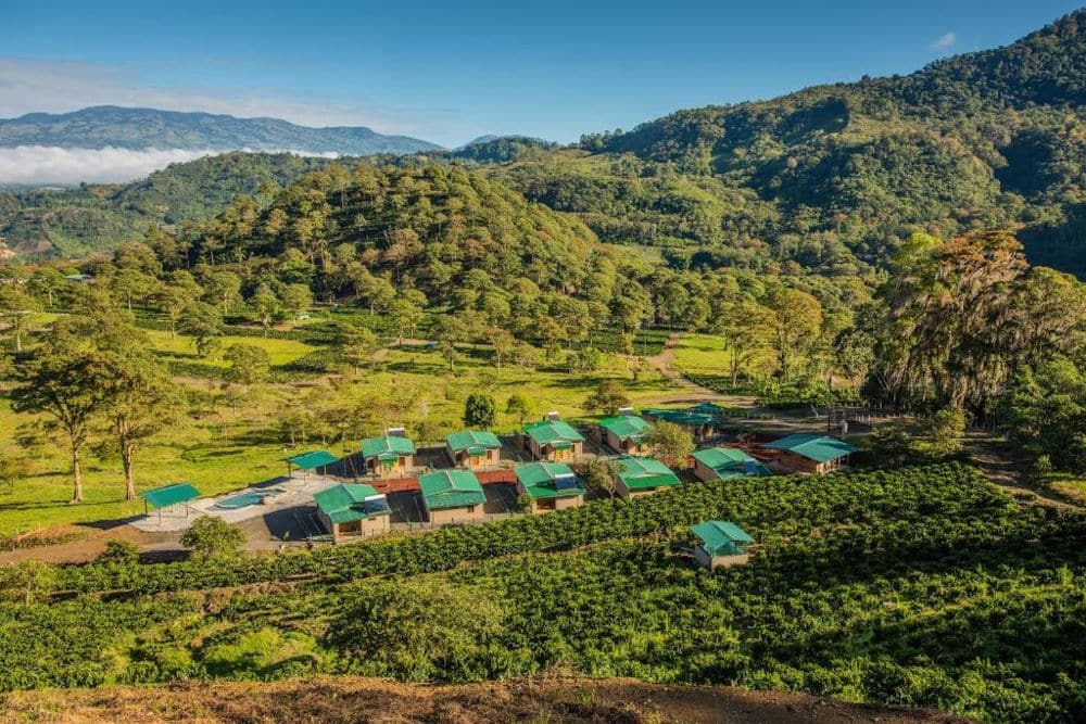 aerial view of the villas at the coffee pickers village in orosi