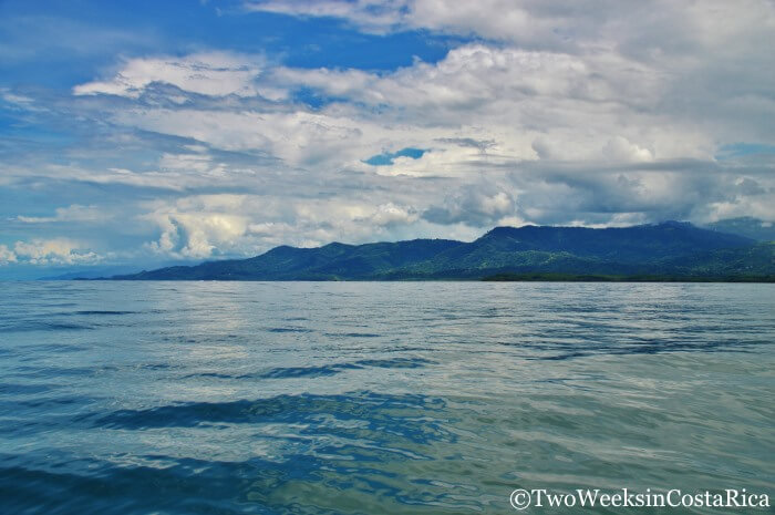 View from a boat of the mountains along Costa Rica's southern Pacific coast