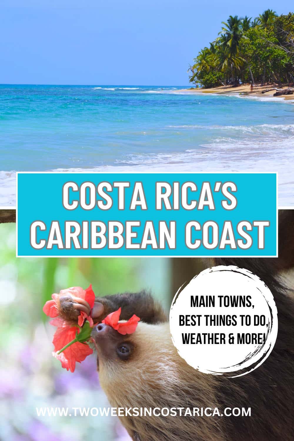 photo collage with text overlay that reads costa rica caribbean coast