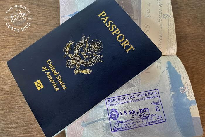 Costa Rica Entry Stamp on a passport
