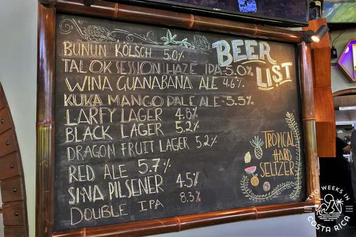 Chalk board with craft beer menu