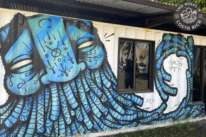 Jaco Costa Rica graffiti of a man with octopus beard by GATS PTV