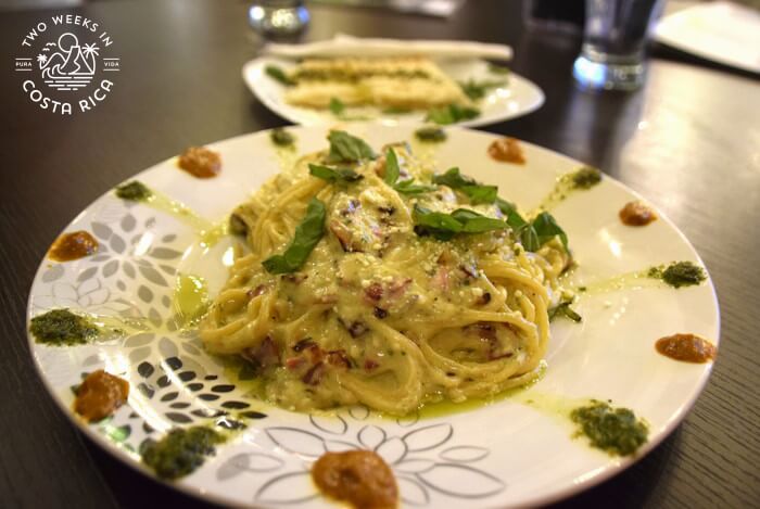 plate of pasta with garnishes