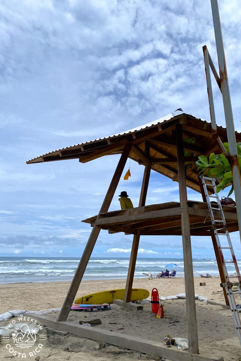 a lifeguard at the beach in playa guiones costa rica