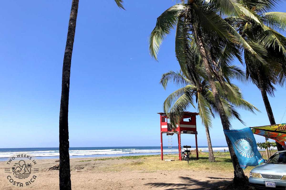 a lifeguard stand on the beach in playa bejuco costa rica