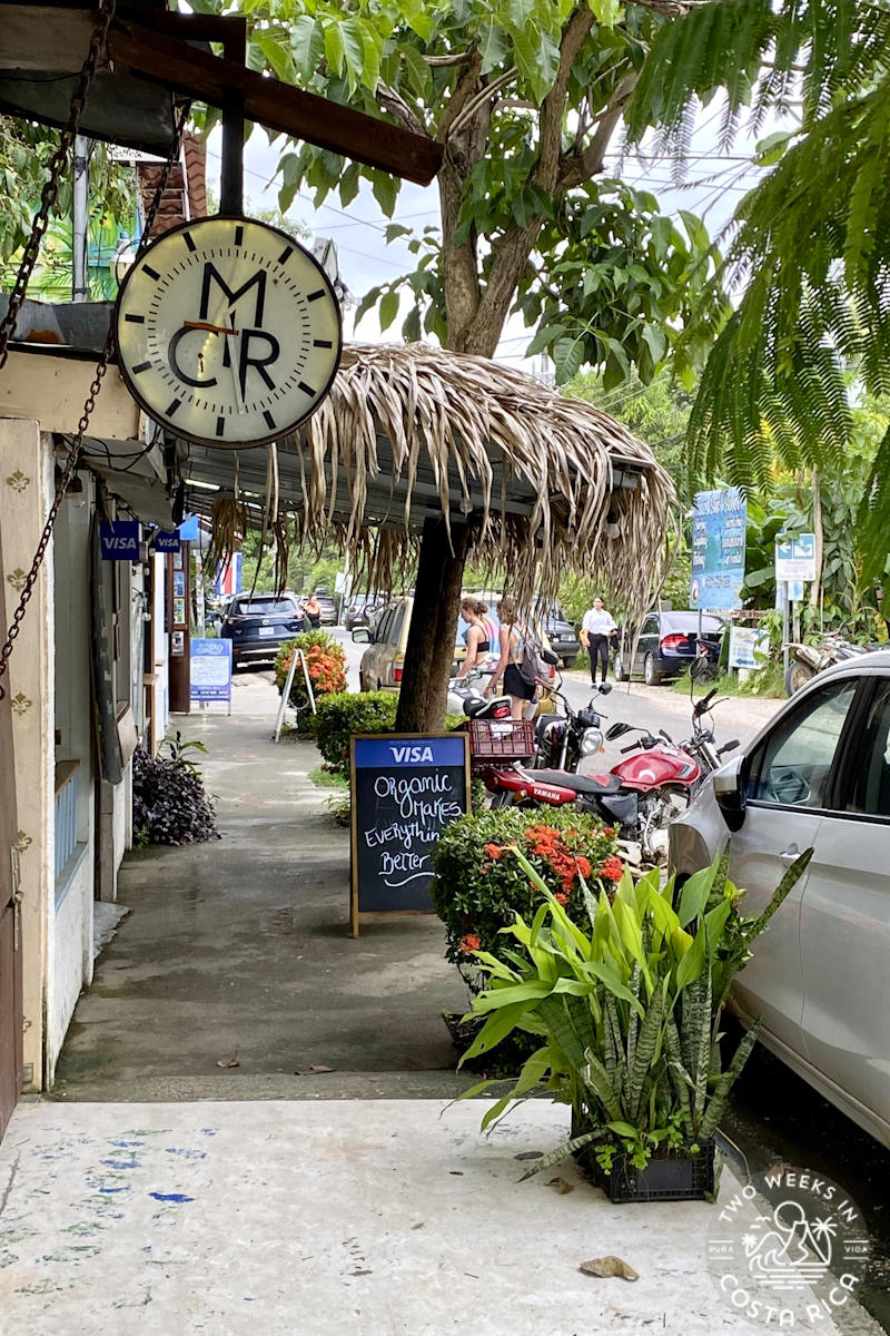 sidewalk in samara beach with some restaurants