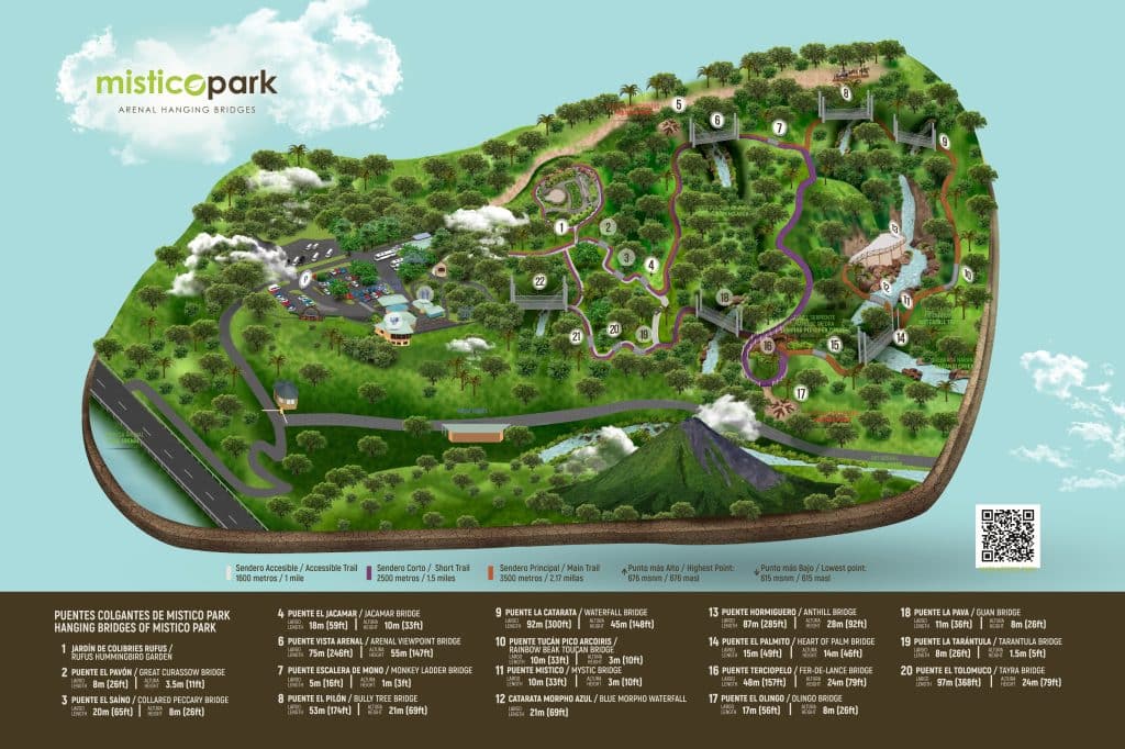 trail and property map of mistico hanging bridges park