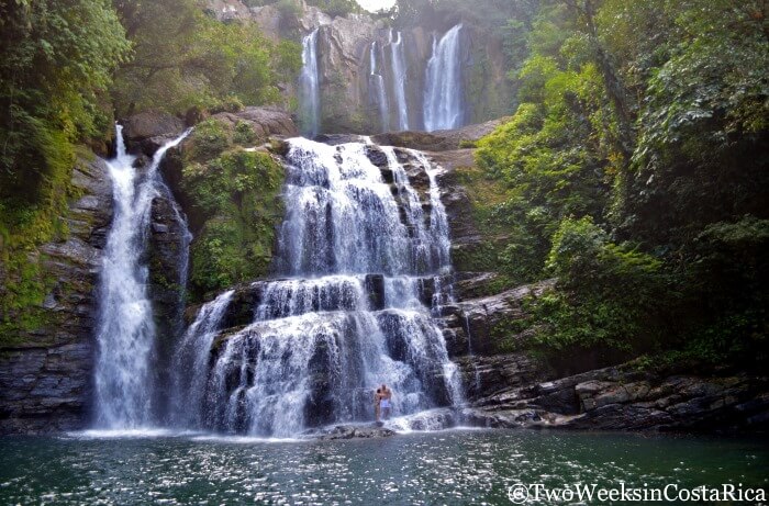 The dramatic two-tiered Nauyaca Waterfalls near Dominical 