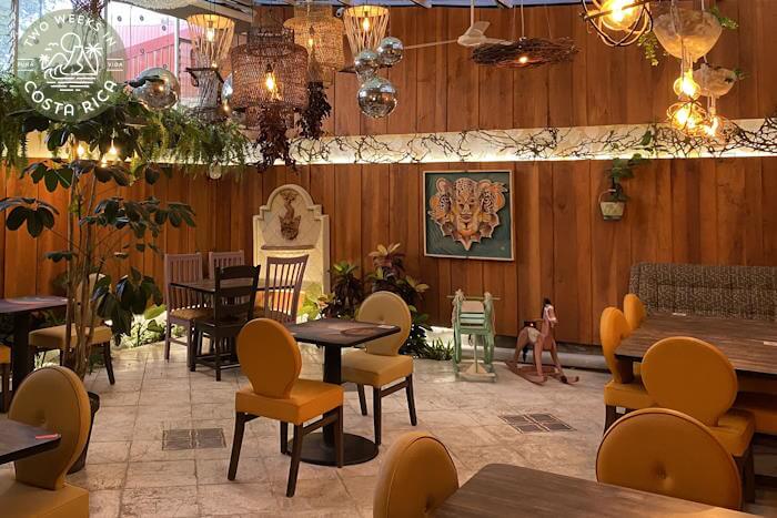 Dining room with many lights and chandeliers