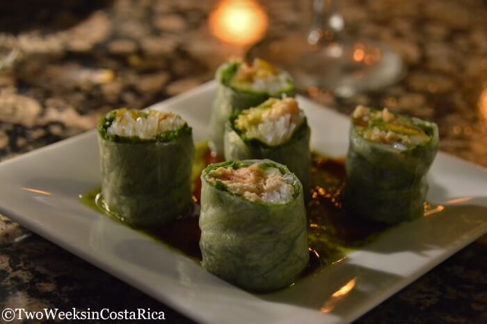 Sushi rolls at Ginger restaurant in Playa Hermosa Costa Rica