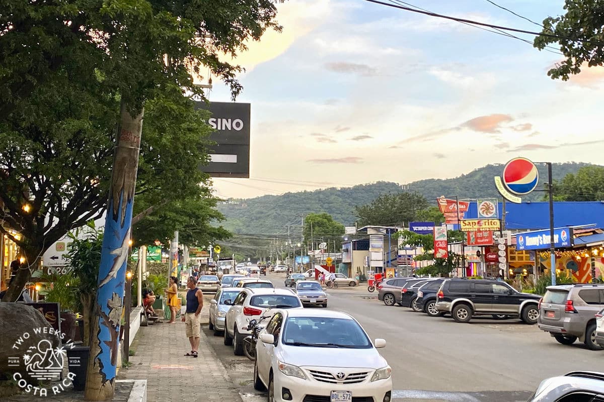 The main street in Playas del Coco Costa Rica