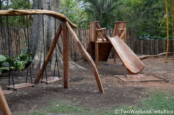 Natural wood playground at Costa Rica's Botanical Orchid Garden