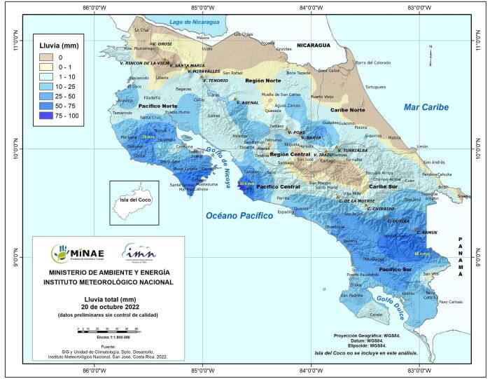 Rainfall Map Costa Rica
