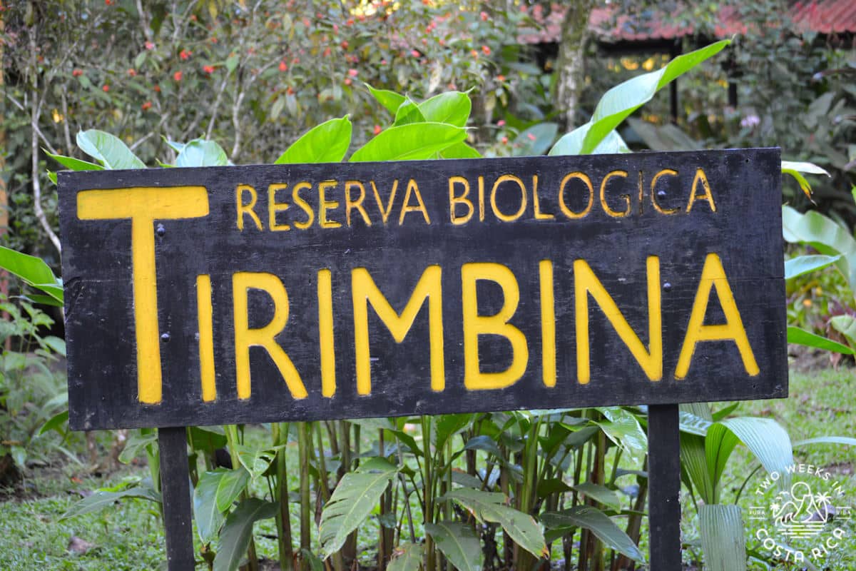 a trail sign that says Tirimbina Biological Reserve