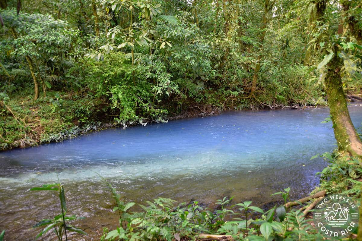 Point in the river where the water turns from clear to blue
