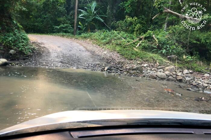 Rough road conditions driving from Mal Pais to Cabo Blanco