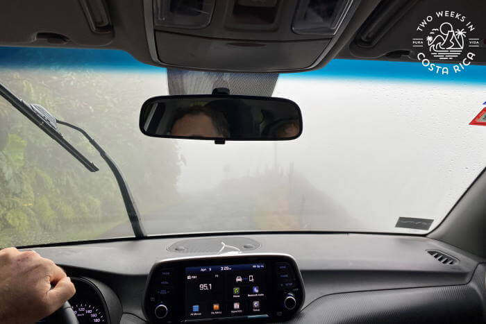 foggy driving conditions on route 708 near san jose costa rica