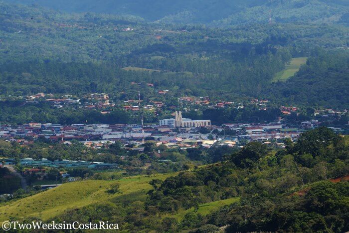 The small city of San Isidro del General, Costa Rica from above
