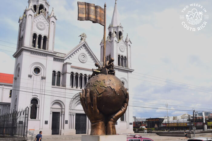 San Ramon church with statue in forefront