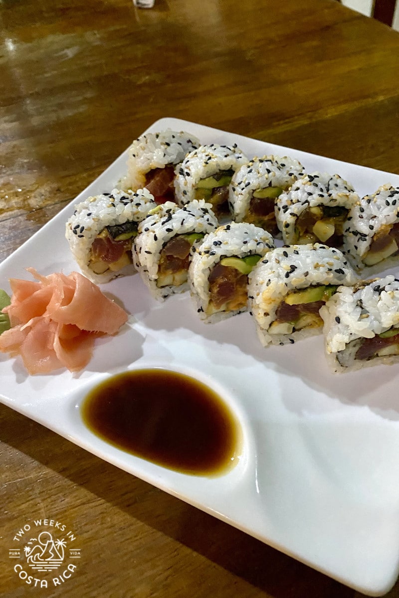 sushi roll on a white plate