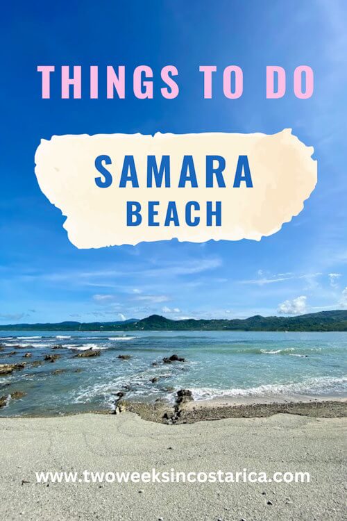 white sand beach with text overlay that reads things to do samara beach