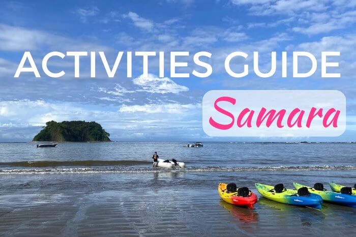 An ocean tour with text overlay that reads Activities Guide Samara Beach