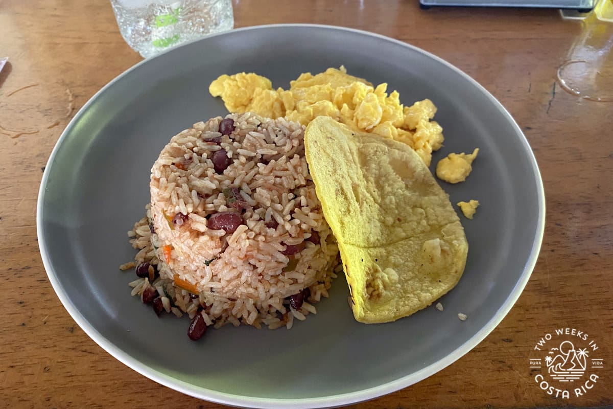 rice and beans dish with eggs