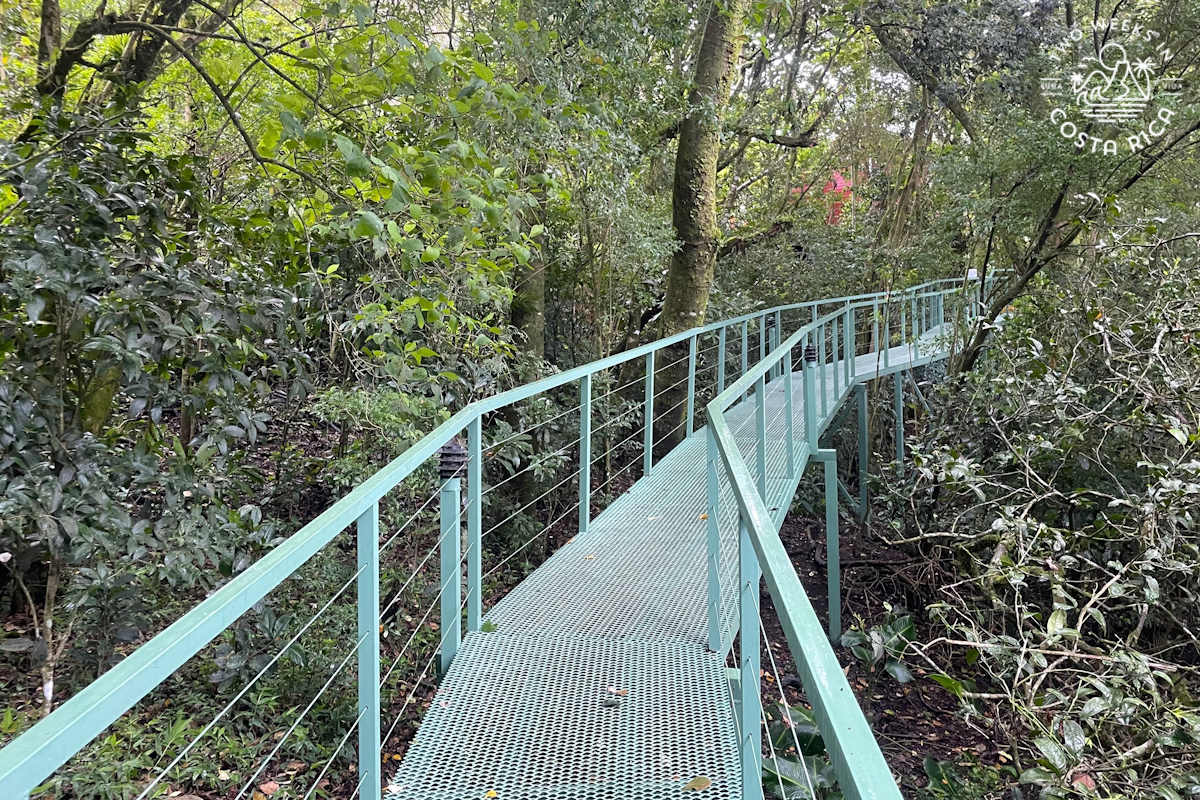 elevated walkway from parking to hotel